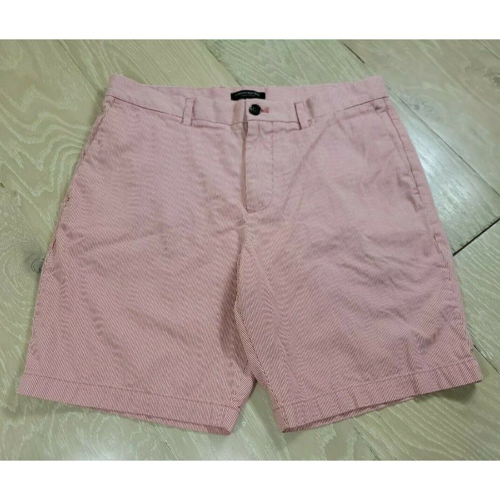 Banana Republic Aiden Men's 34 Shorts Red White Seersucker Pinstripe Preppy